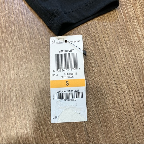 NOS Black Faux Wrap Dress Size Small Thalia Sodi 3/4 Length Sleeves V Neck - Picture 9 of 16